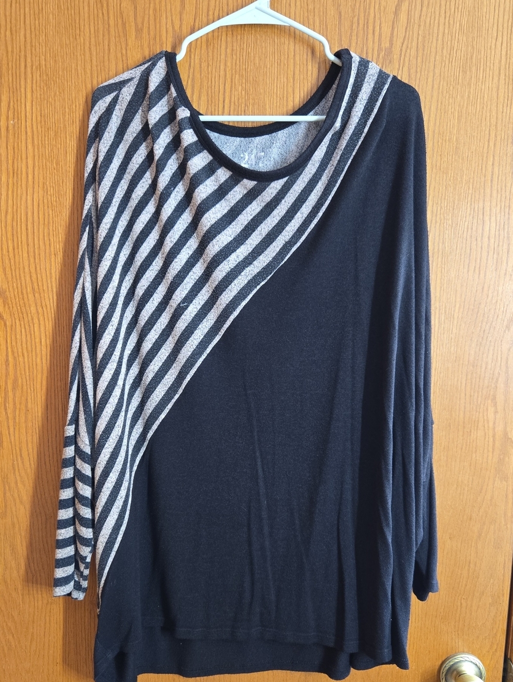 Black Top with Grey Diagonal Stripes